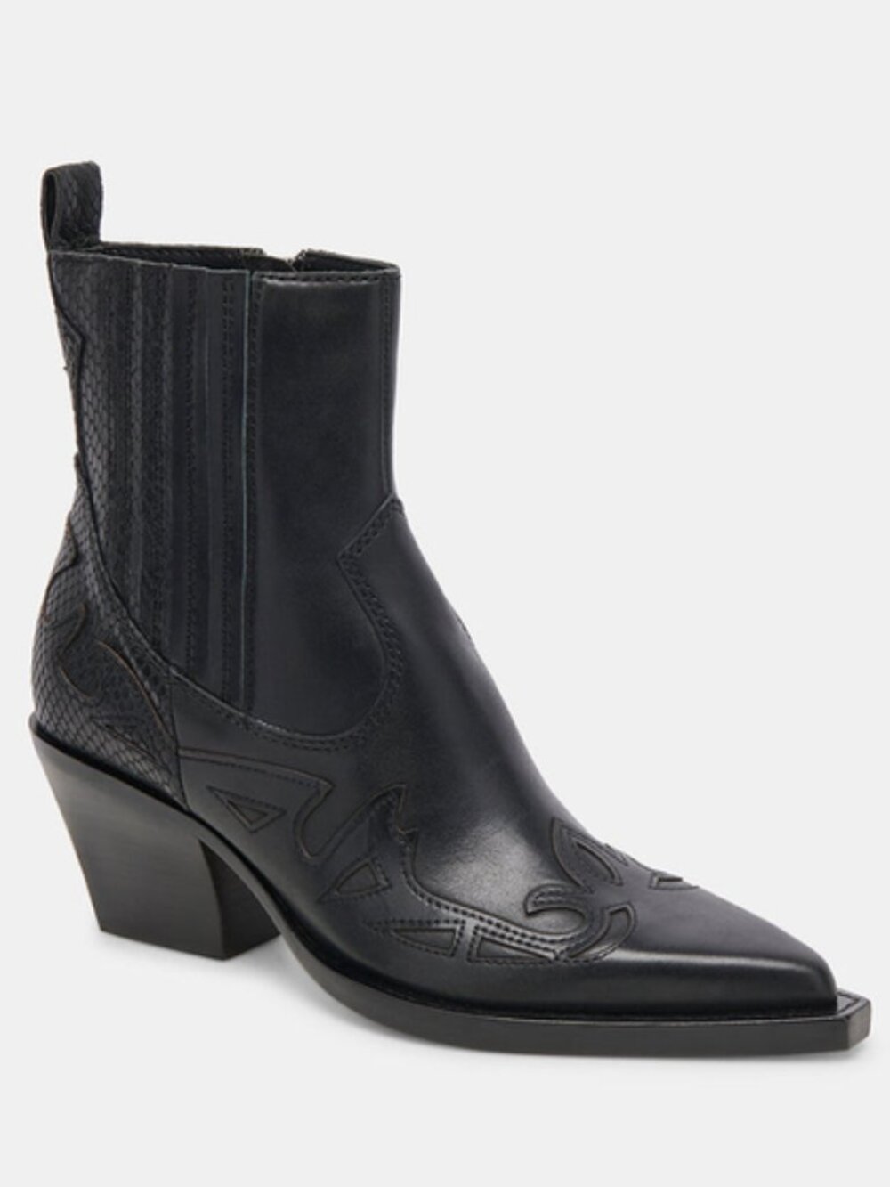 DOLCE VITA Ramson Western Ankle Booties Leather Snake Skin Embossed Boots Sz 7